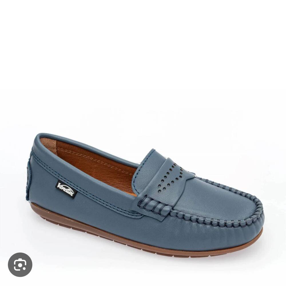 NEW VENETTINI women's matt fancy penny loafer driving mocassin in steel (blue) s